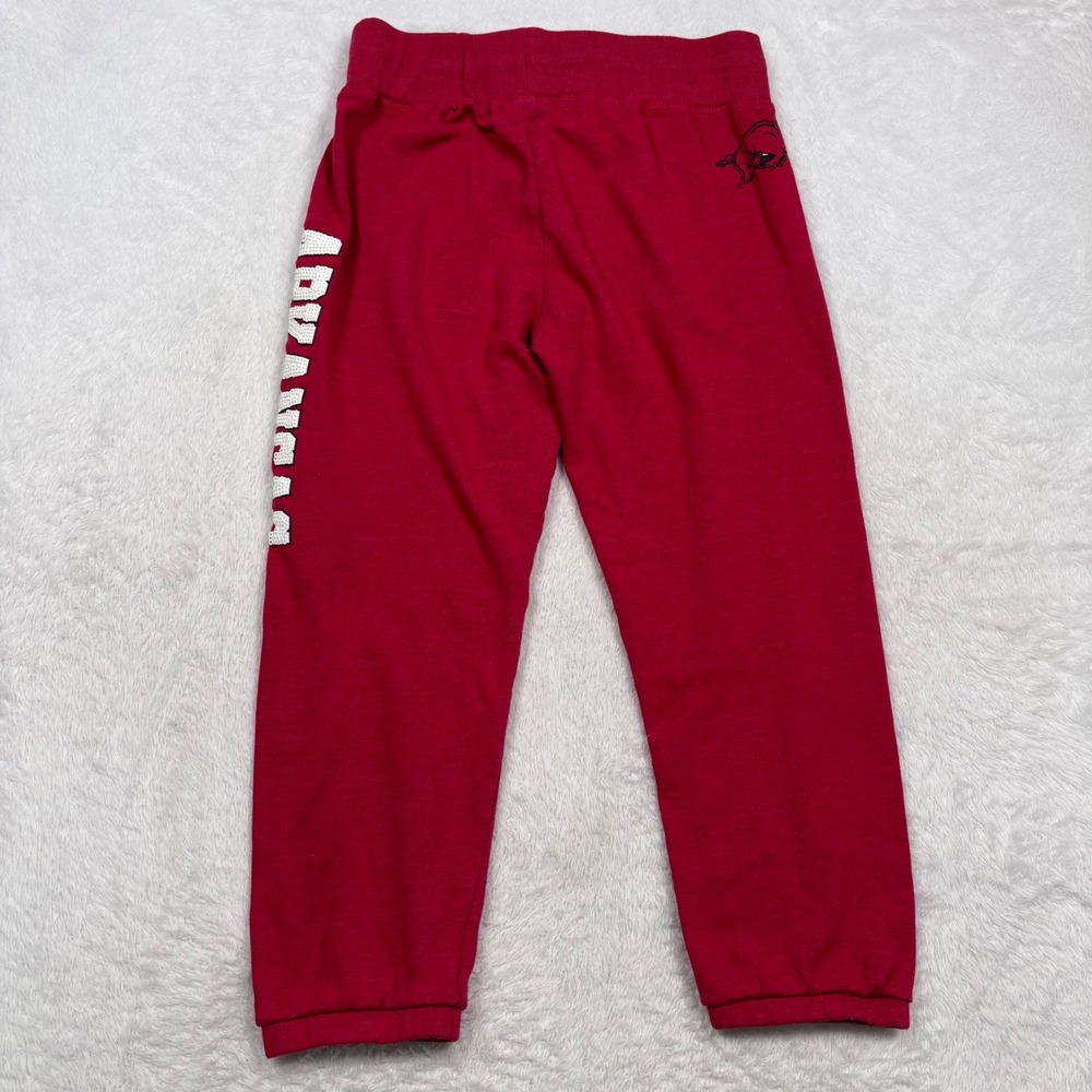 Arkansas Razorbacks Jogger Women M Red Sequin Spellout Sweat Pant Colosseum RARE - Picture 5 of 14